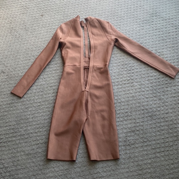 House Of CB, 'Comelle' Brown Bandage Knee Length Jumpsuit, Size L - Picture 8 of 9